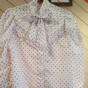 Vintage polka dot bow blouse